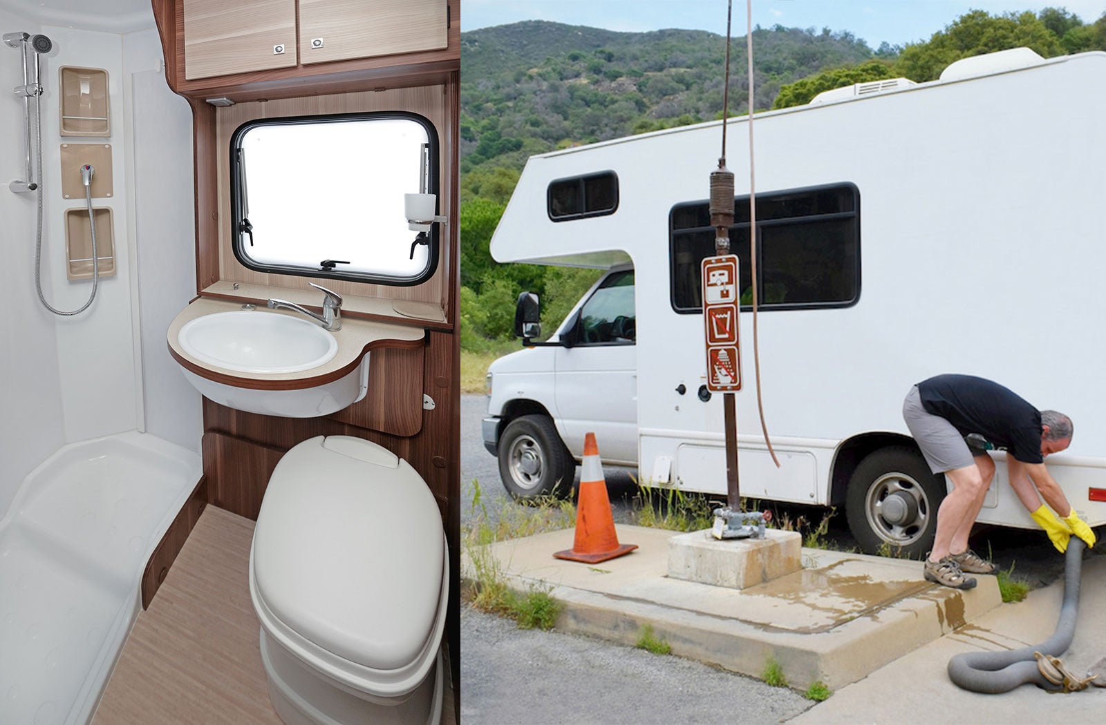 Portable RV/camper toilet and holding tank setup in Gresham, Oregon