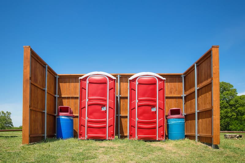Short-term porta potty units staged for delivery in Gresham, Oregon